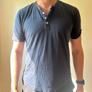 BUCK MASON Blue Short Sleeve Henley